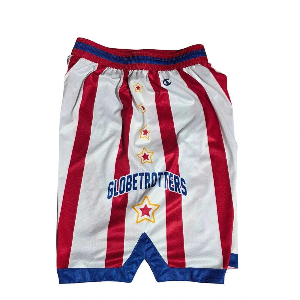 Champion Harlem Globetrotters Basketball Shorts Mens Medium Red White Striped
